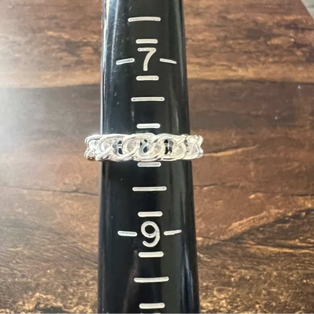 Silver Tone Ring Eternity Chain Link Band Size 8
